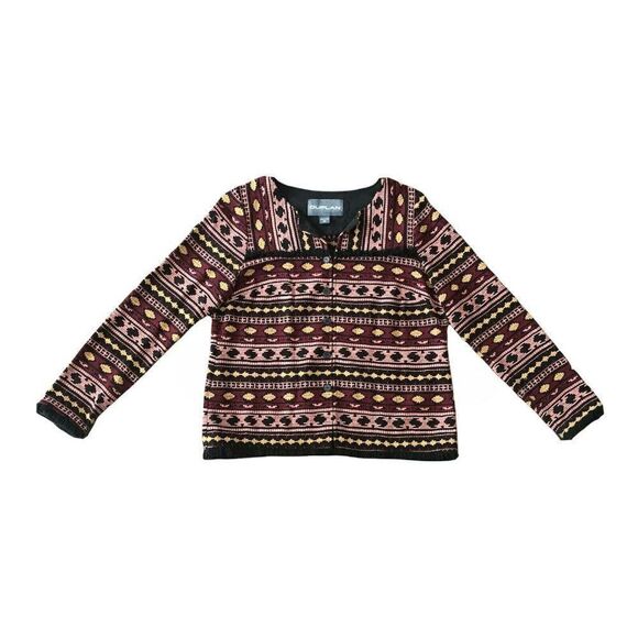 Duplan Women’s Size 10P Lightweight Jacket Embroidered Aztec Art to Wear Tribal - Picture 1 of 12